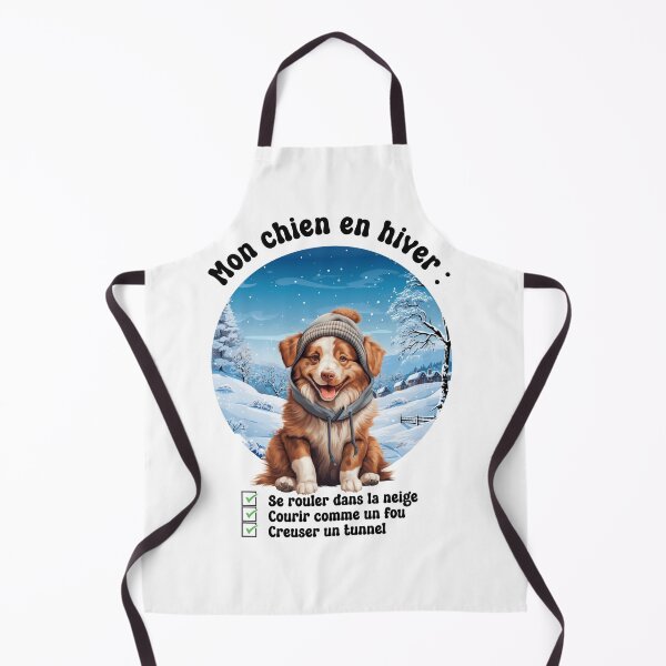 Item preview, Australian Shepherd dog (Australian Shepherd) in winter, fun and cute in French designed and sold by isaweb.