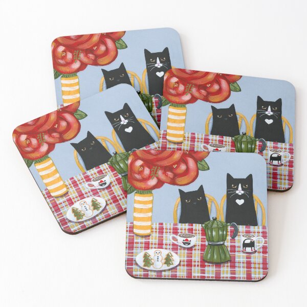 Item preview, Christmas French Press Coffee Cats designed and sold by KilkennyCat Art.