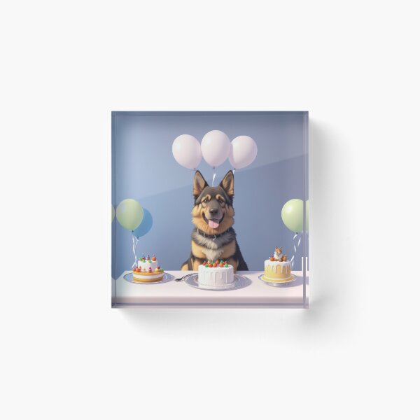 Item preview, Illustration artwork of German Shepherd dog in a birthday celebration designed and sold by Tio-Tecun.