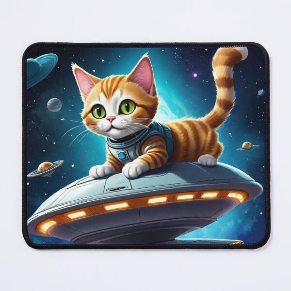 Artikelvorschau, Katzen-Ufo-Selfie, Katzen-Selfie mit fliegender Untertasse, lustige Katze entworfen und verkauft von Mayalogo.