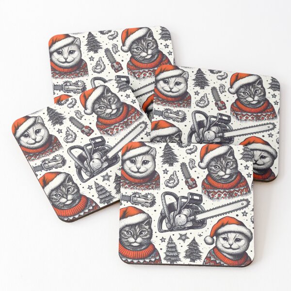 Item preview, Christmas with cats and chainsaws designed and sold by teesandlove.