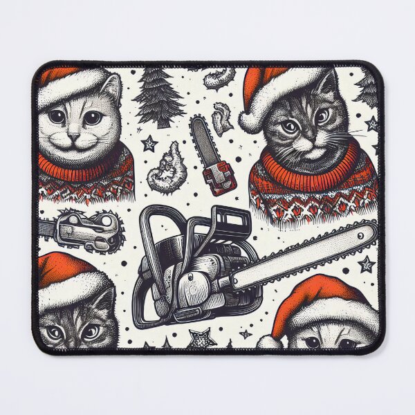 Item preview, Christmas with cats and chainsaws designed and sold by teesandlove.