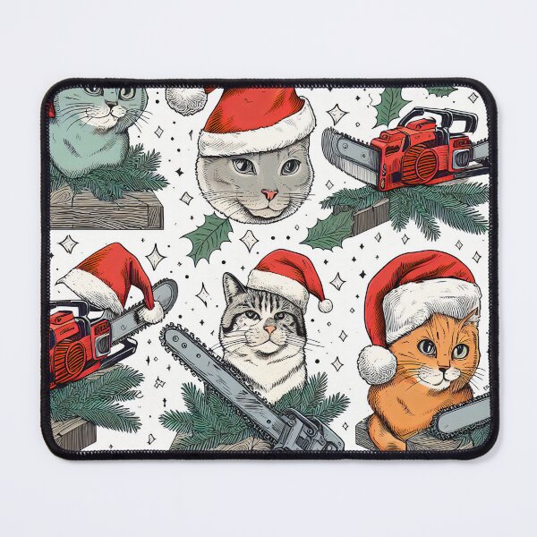 Item preview, Christmas with cats and chainsaws designed and sold by teesandlove.