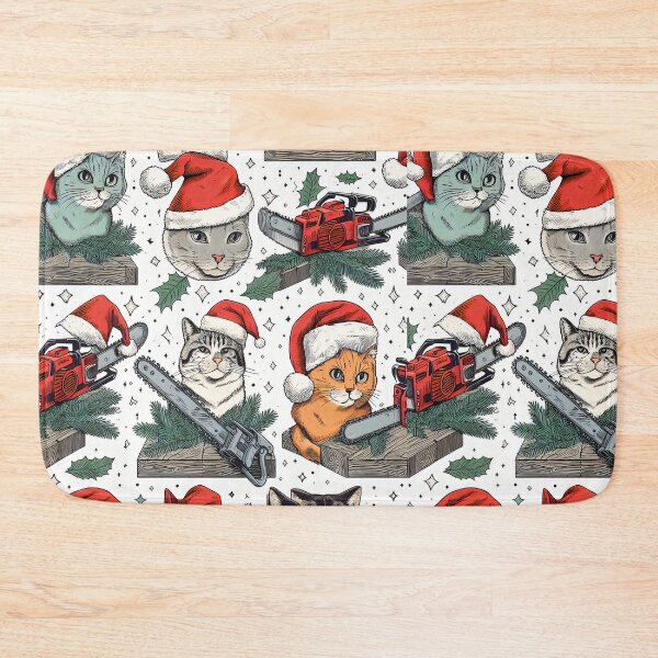Item preview, Christmas with cats and chainsaws designed and sold by teesandlove.