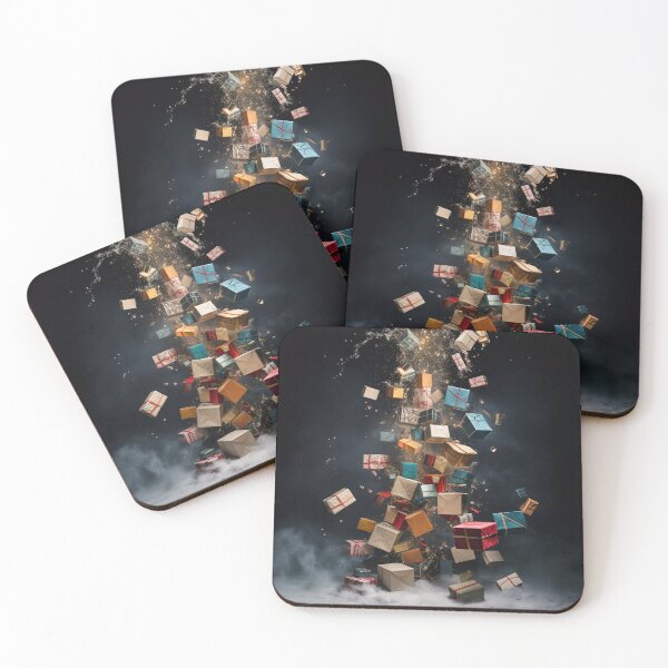 Item preview, Floating Stack of Christmas Presents Dusted in Golden Light designed and sold by dcrc.
