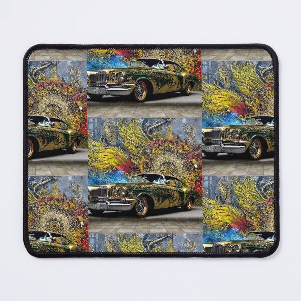 Item preview, superb vintage American car painted in green and gold graffiti on a wall background tagged in street artrt designed and sold by Creativesphotos.