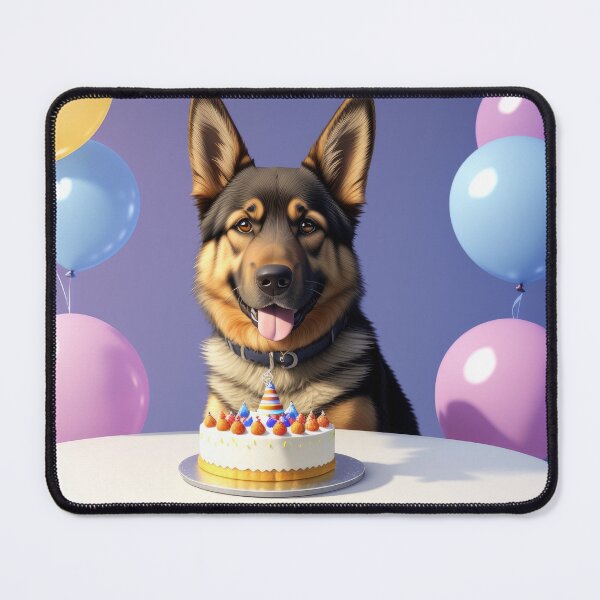 Item preview, Illustration of a German Shepherd dog in a birthday celebration designed and sold by Tio-Tecun.