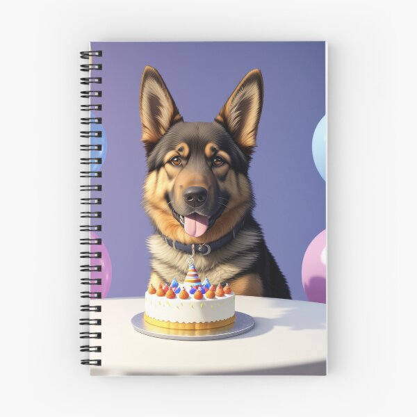 Item preview, Illustration of a German Shepherd dog in a birthday celebration designed and sold by Tio-Tecun.