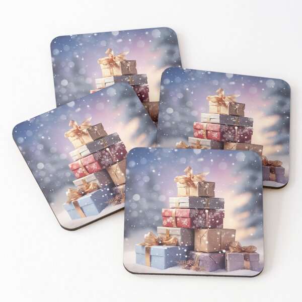 Item preview, A Stack of Christmas Presents in front of Pastel Background designed and sold by dcrc.