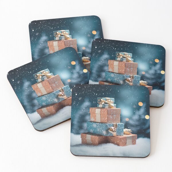 Item preview, Stack of Presents with a Snowy Dark Background designed and sold by dcrc.