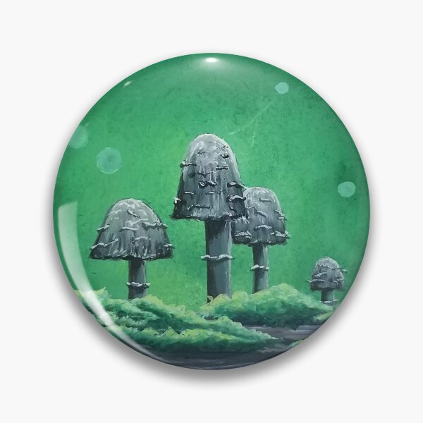 Item preview, Inkcap Mushrooms on a Green Background designed and sold by Cherie Brunetti.