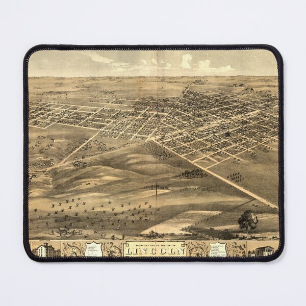 Item preview, Aerial View of Lincoln, Illinois (1869) designed and sold by allhistory.