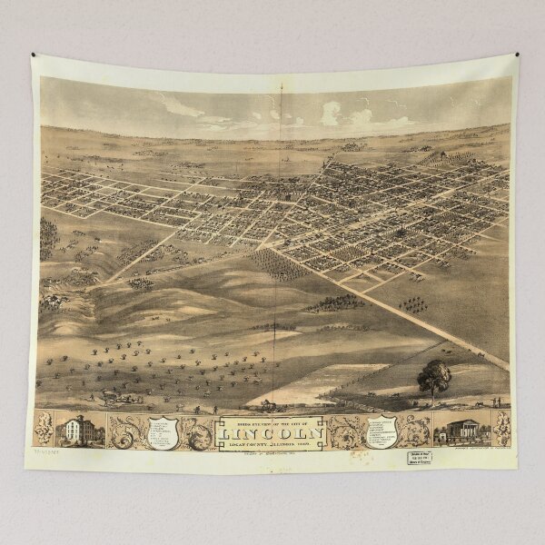 Item preview, Aerial View of Lincoln, Illinois (1869) designed and sold by allhistory.