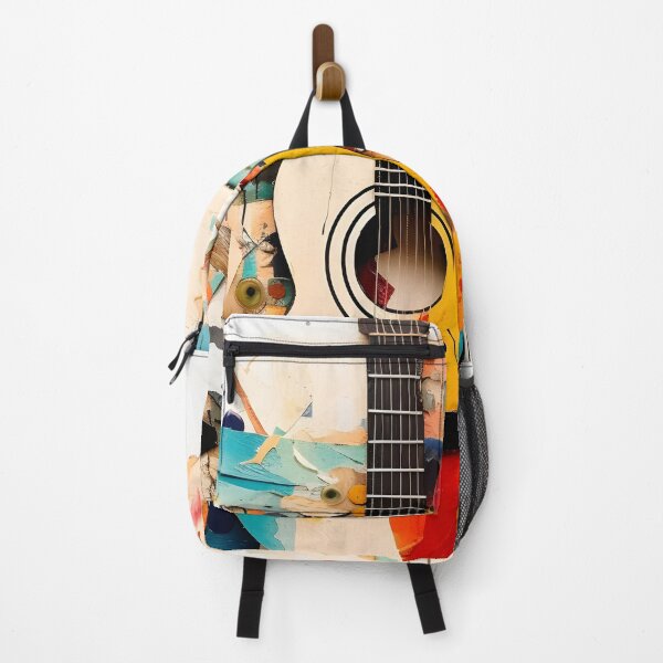 Item preview, mixed medium colorful collage of a guitar designed and sold by dcrc.