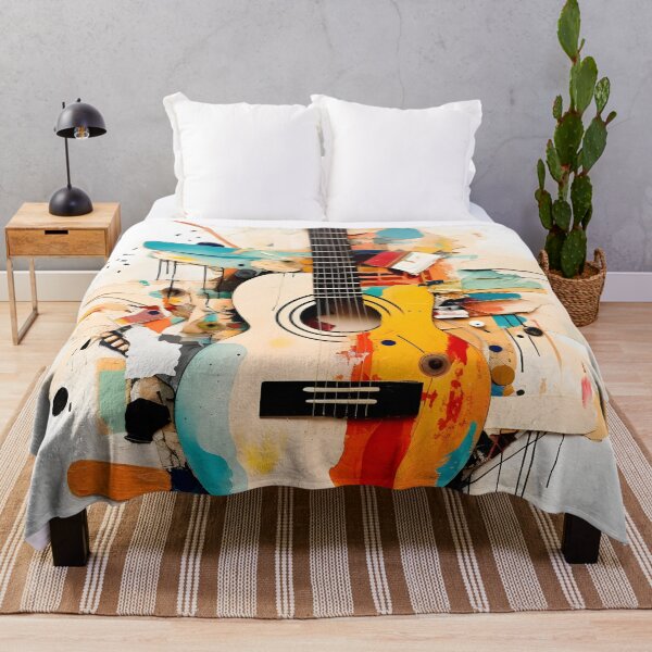 Item preview, mixed medium colorful collage of a guitar designed and sold by dcrc.