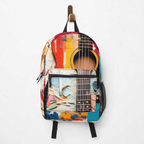 Item preview, mixed medium colorful collage of a guitar designed and sold by dcrc.