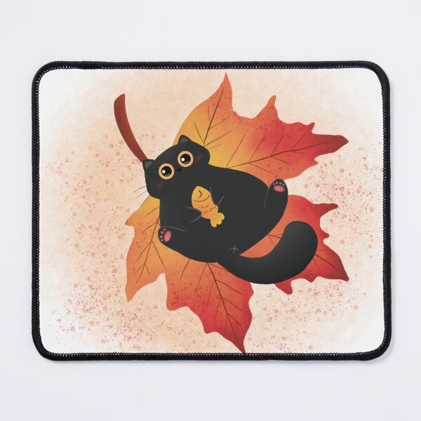 Item preview, cat and autumn leaf designed and sold by Mindful Ladybird.