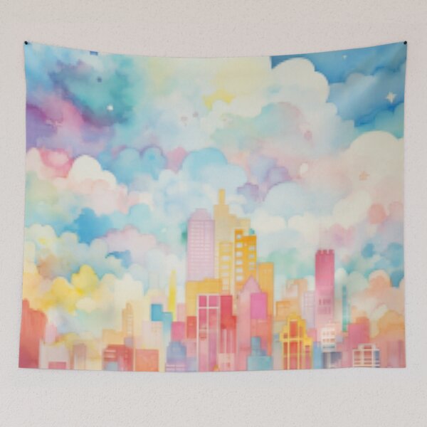 Item preview, Dreamy Cityscape: Pastel Skies Nursery designed and sold by LittleLuvies.