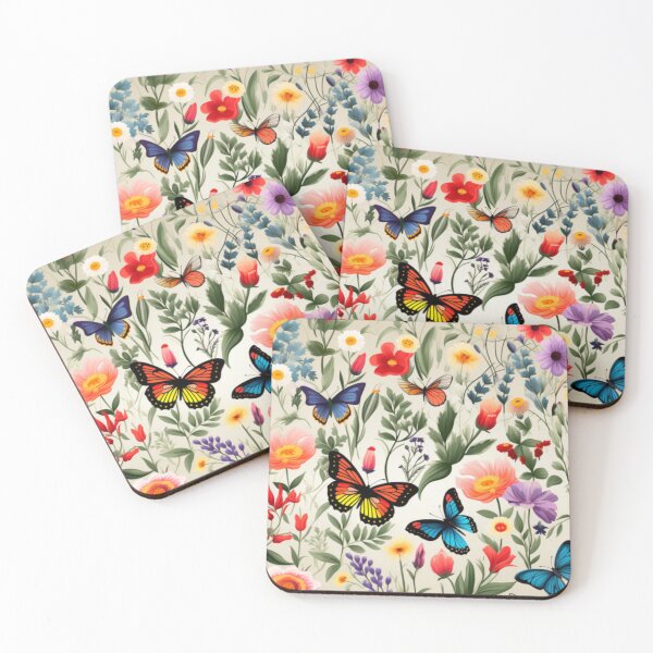 Item preview, Flowers and Butterflies on Beige designed and sold by SunnMoonHB.