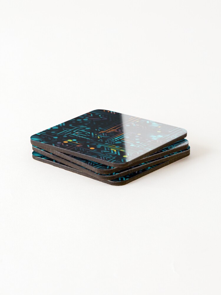 Thumbnail 4 of 5, Coasters (Set of 4), Digital Code Abstract Pattern designed and sold by SideSignal.