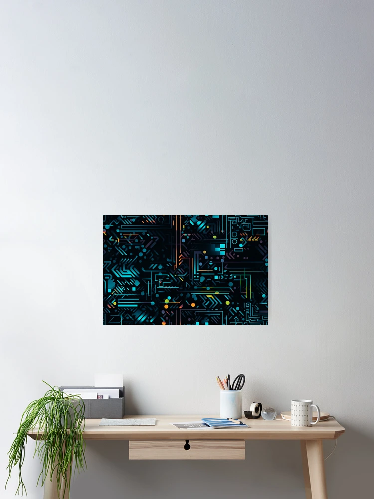 Thumbnail 2 of 3, Poster, Digital Code Abstract Pattern designed and sold by SideSignal.