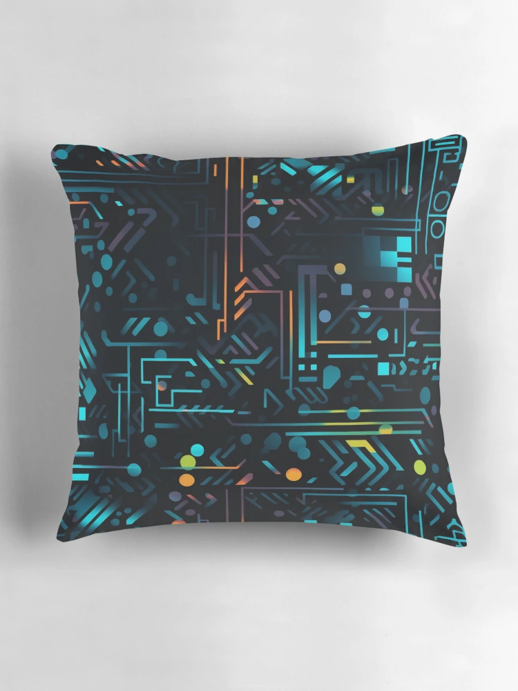 Thumbnail 3 of 4, Pillow, Digital Code Abstract Pattern designed and sold by SideSignal.