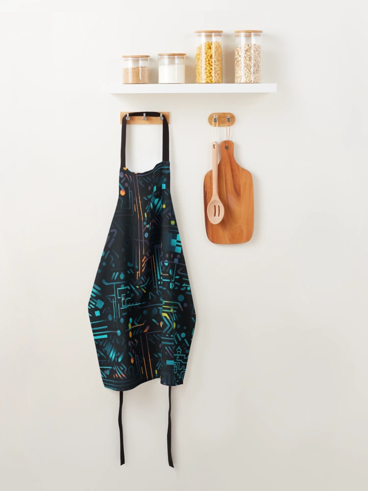 Thumbnail 4 of 6, Apron, Digital Code Abstract Pattern designed and sold by SideSignal.