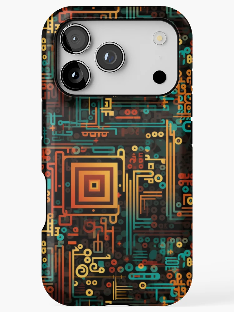 Thumbnail 1 of 4, iPhone Case, Digital Code Abstract Pattern designed and sold by SideSignal.