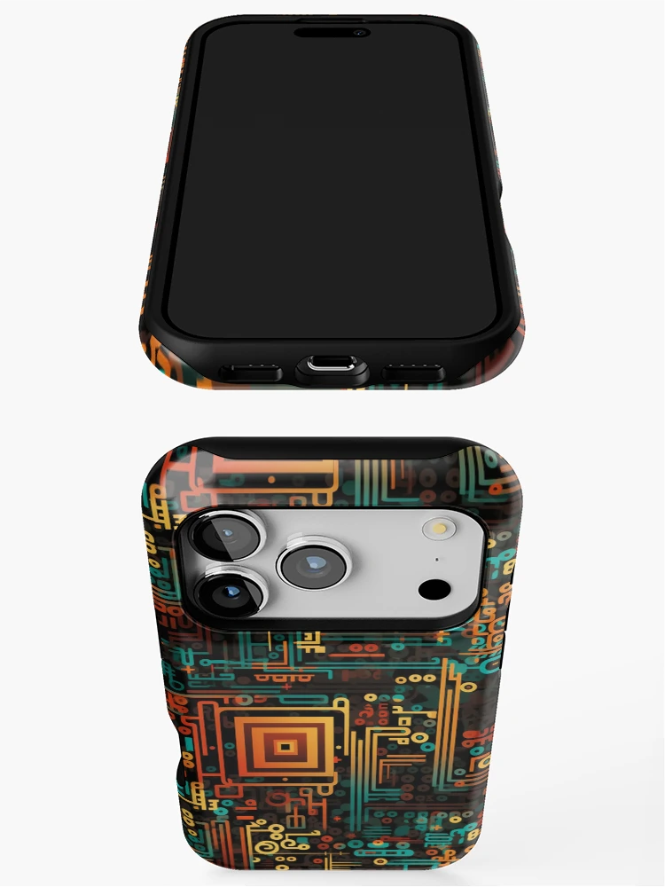Thumbnail 3 of 4, iPhone Case, Digital Code Abstract Pattern designed and sold by SideSignal.