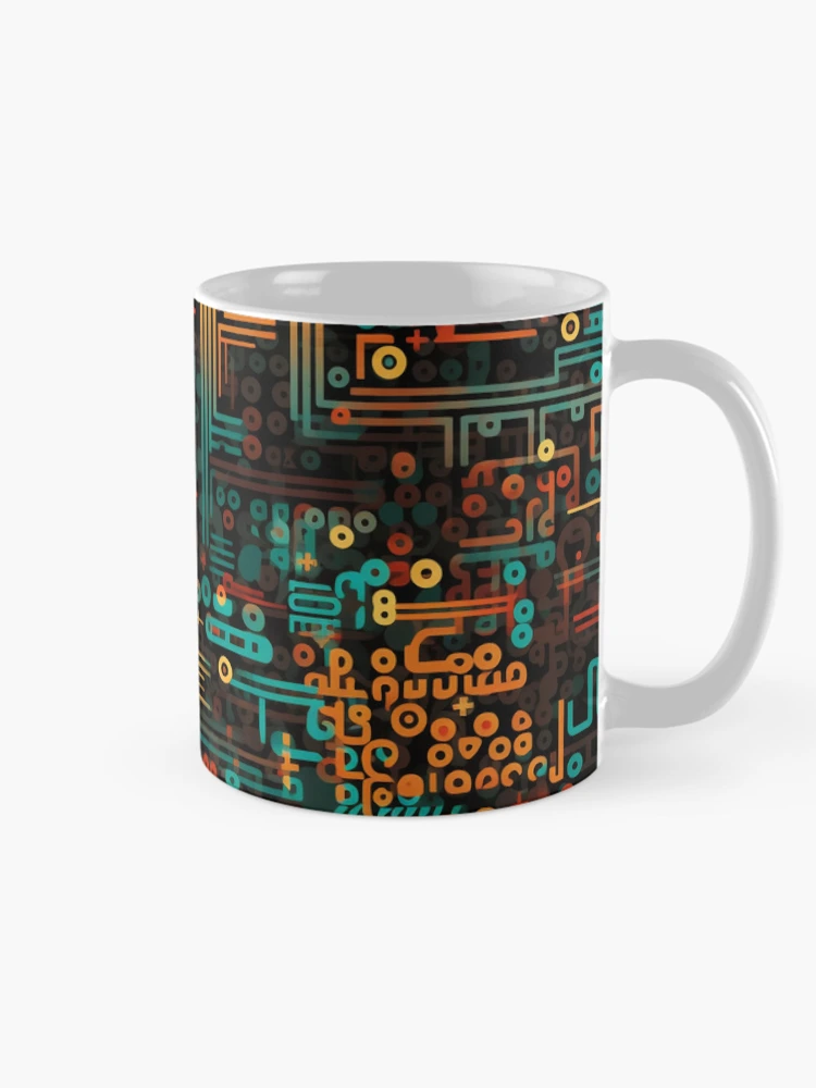 Thumbnail 3 of 6, Coffee Mug, Digital Code Abstract Pattern designed and sold by SideSignal.