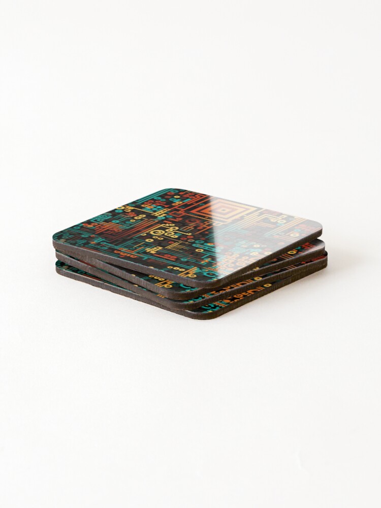 Thumbnail 4 of 5, Coasters (Set of 4), Digital Code Abstract Pattern designed and sold by SideSignal.