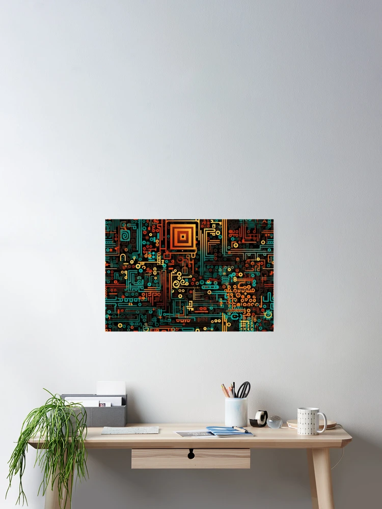 Thumbnail 2 of 3, Poster, Digital Code Abstract Pattern designed and sold by SideSignal.