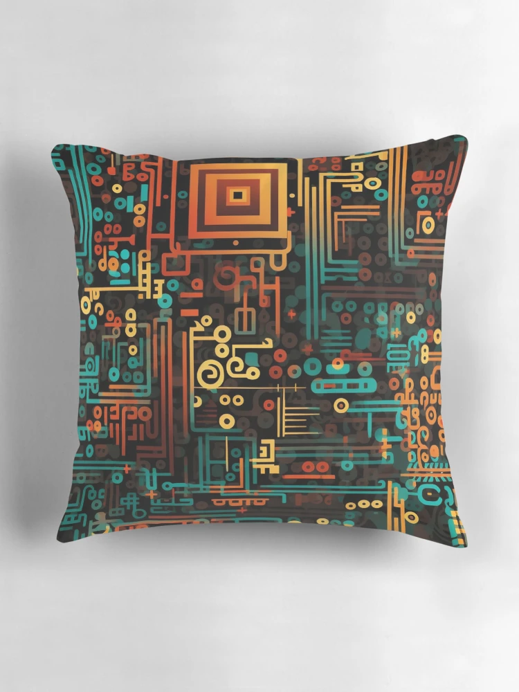Thumbnail 3 of 4, Pillow, Digital Code Abstract Pattern designed and sold by SideSignal.