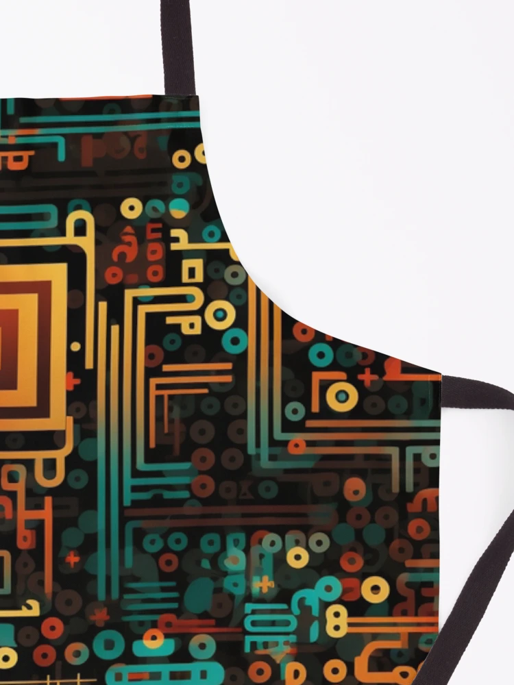 Thumbnail 3 of 6, Apron, Digital Code Abstract Pattern designed and sold by SideSignal.