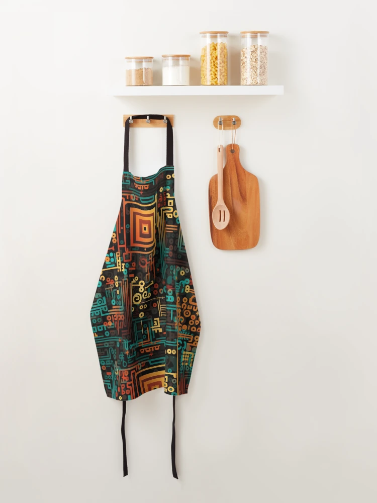 Thumbnail 4 of 6, Apron, Digital Code Abstract Pattern designed and sold by SideSignal.