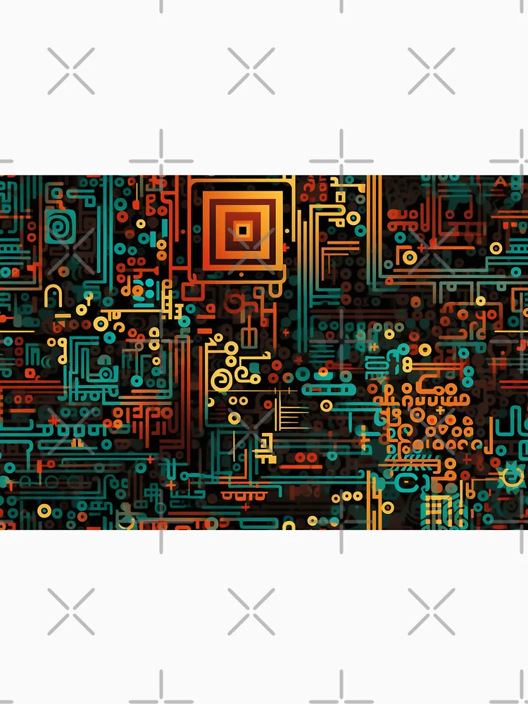 Thumbnail 6 of 6, Pullover Hoodie, Digital Code Abstract Pattern designed and sold by SideSignal.
