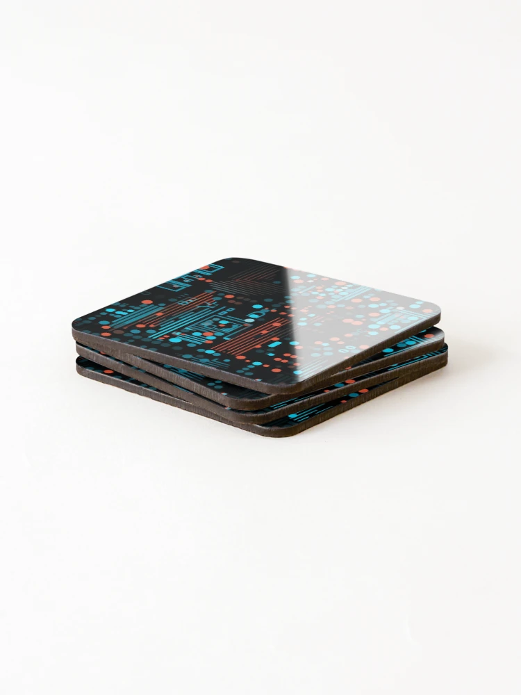 Thumbnail 4 of 5, Coasters (Set of 4), Digital Code Abstract Pattern designed and sold by SideSignal.