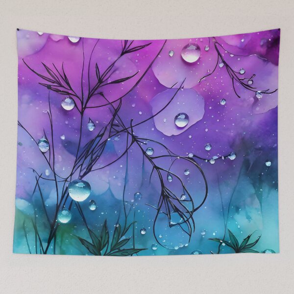 Item preview, Beautiful, intense Ink flowers/5 - turquoise, green, pink,purple, datk colors on a datk background. designed and sold by My-fake-places.