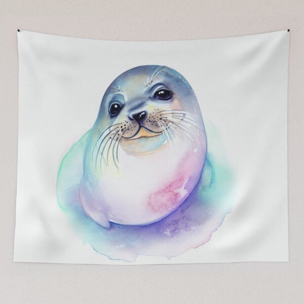 Item preview, Watercolor seal designed and sold by blackwhiteblue.