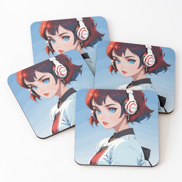 Item preview, Expressive Anime Eyes: Sad Girl with Headphones Touches the Soul designed and sold by InkInspiratons.