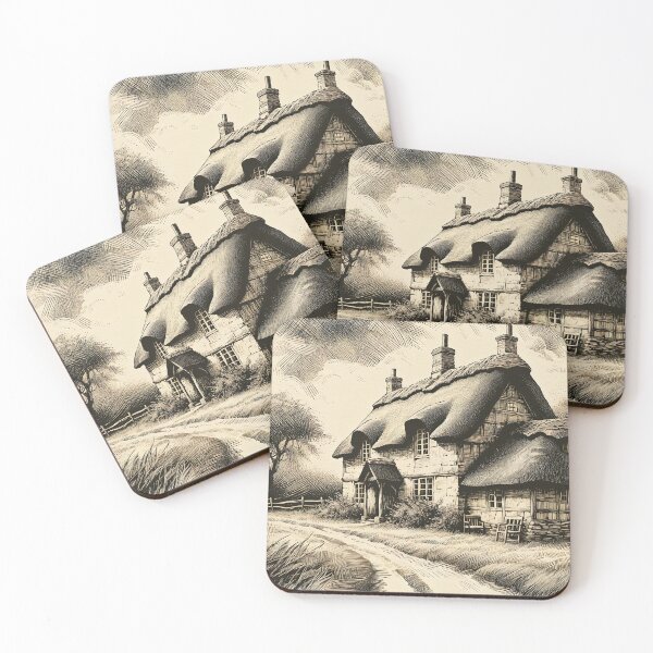 Item preview, Cozy Thatched Cottage in Rural Bliss designed and sold by PictorialWhimsy.
