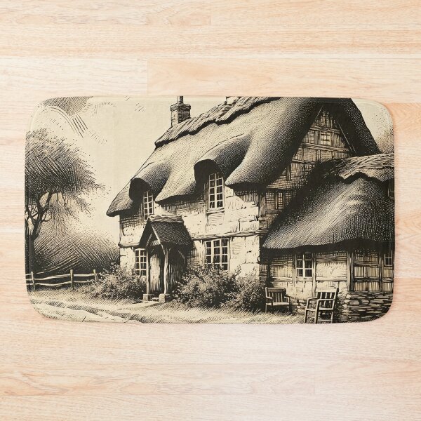 Item preview, Cozy Thatched Cottage in Rural Bliss designed and sold by PictorialWhimsy.