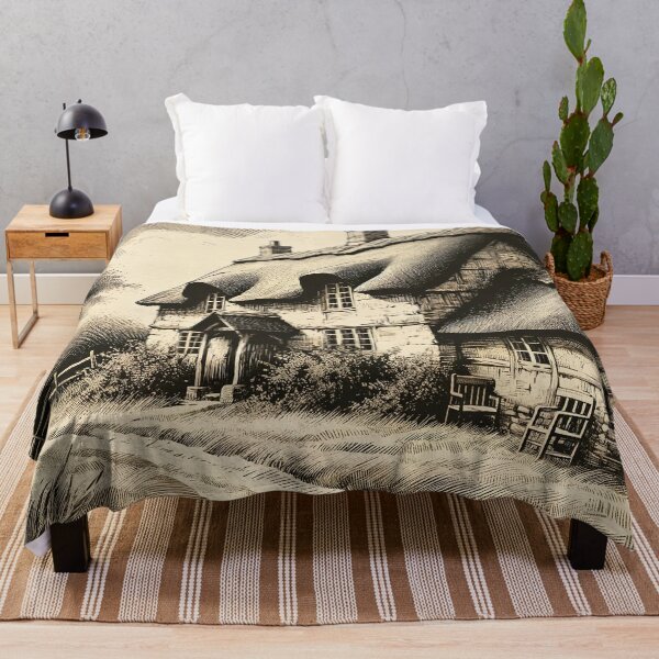 Item preview, Cozy Thatched Cottage in Rural Bliss designed and sold by PictorialWhimsy.