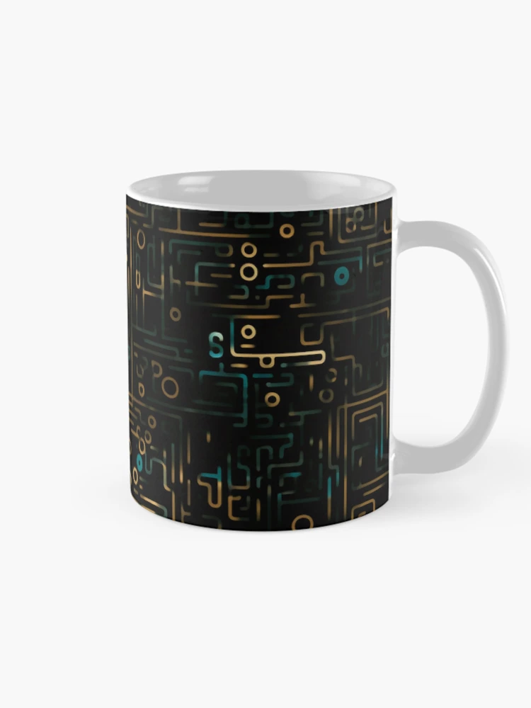 Thumbnail 3 of 6, Coffee Mug, Digital Code Abstract Pattern designed and sold by SideSignal.