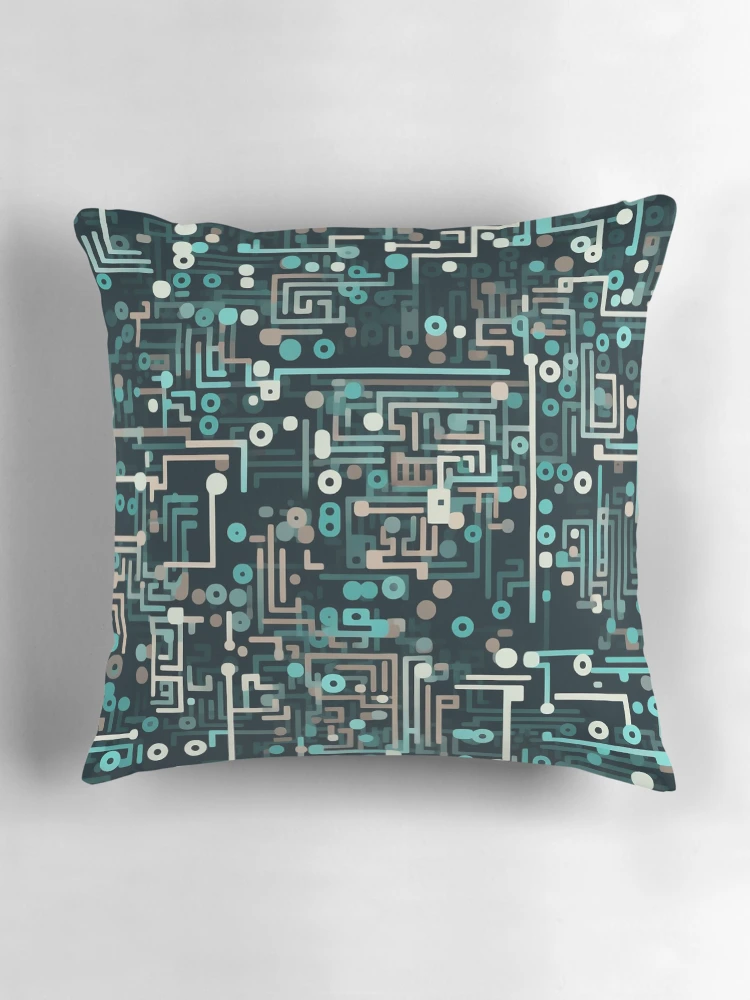 Thumbnail 3 of 4, Pillow, Digital Code Abstract Pattern designed and sold by SideSignal.