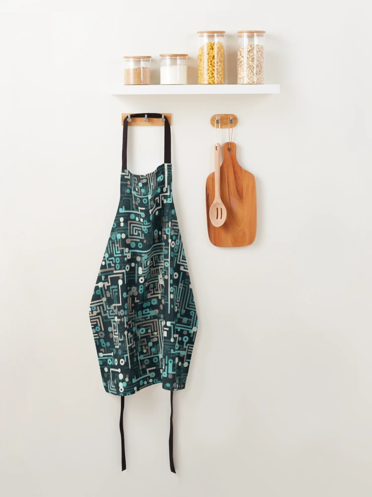Thumbnail 4 of 6, Apron, Digital Code Abstract Pattern designed and sold by SideSignal.