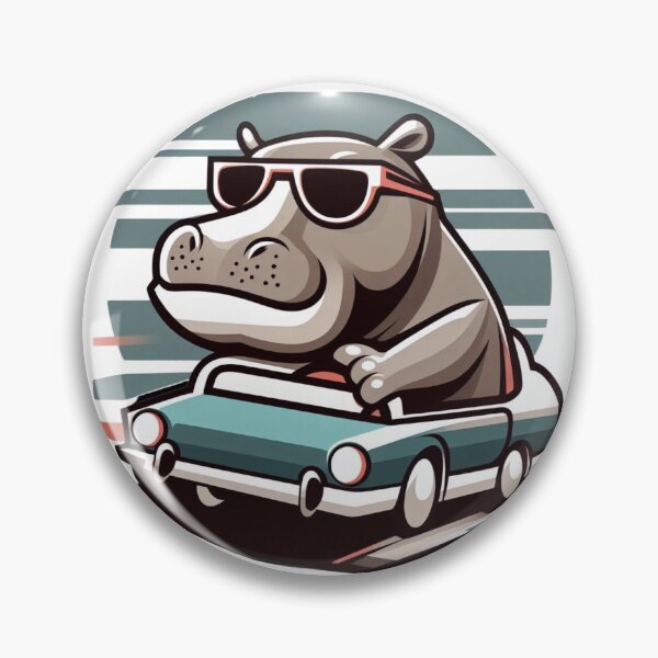 Item preview, Illustration: Cool Hippo in Mini Car Artwork designed and sold by Doddlaix.