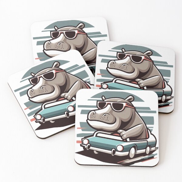 Item preview, Illustration: Cool Hippo in Mini Car Artwork designed and sold by Doddlaix.