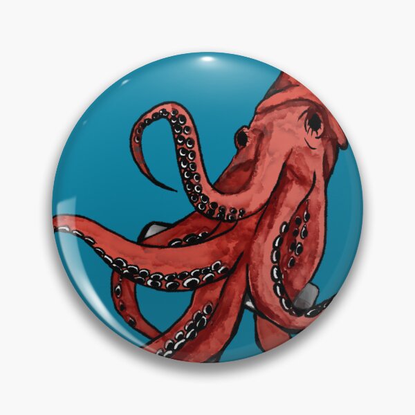 Item preview, Red Squid with Anchor - Green background designed and sold by Lozzamarie-art.
