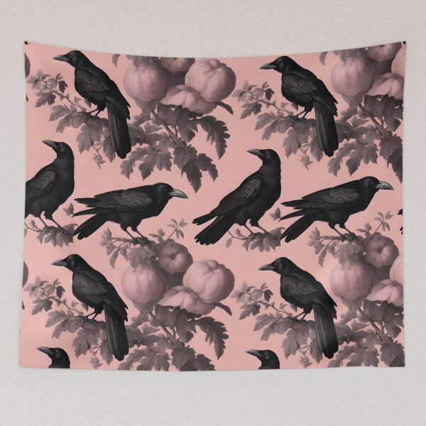 Item preview, Raven Birds Pattern, Vintage Botanical Art designed and sold by Edith Leyster.